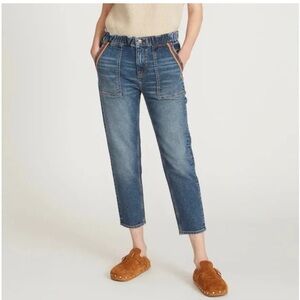 DRIFTWOOD Eliza Cropped Paper Bag Elastic Waist Jeans in Rose Santana Sz. L